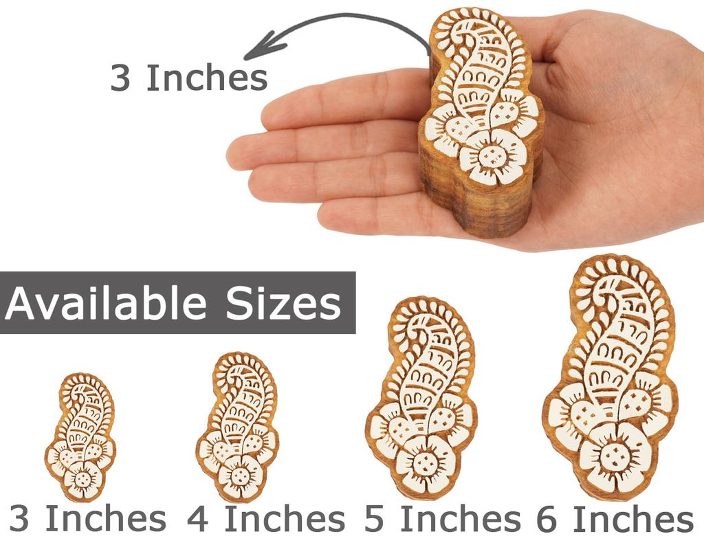 IBA Indianbeautifulart Textile Printing Block Foral Paisley Motif Hand Carved Wooden Stamp