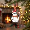 Unique Xmas Tree Trims Wooden Christmas Ornaments, 2D Stocking House Shaped Photo Frame Hanging Personalized Frames Decor, Ornament for Family Holiday