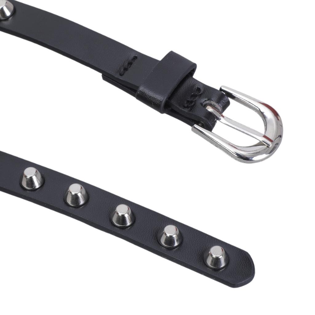 Rivet Studded Belt for Lady DoubleLoop Waist Belt Fashion Narrow Pin Buckle Waistband Jeans Pants Belt Women Accessories