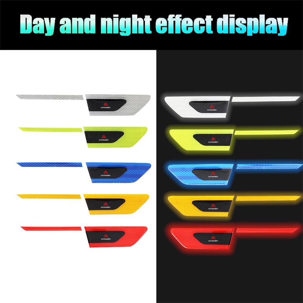 1 pair Reflective Warning Strip Tape Car Side Baffle Decoration Stickers For Citroen C1 C2 C3 C5 Grand Exterior Auto Accessories aib256