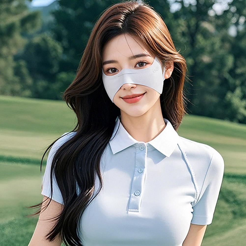 Elastic Ice Silk Mask Thin Breathable Sunscreen Veil Adjustable UV Protection Golf Face Mask Solid Color Eye Protection