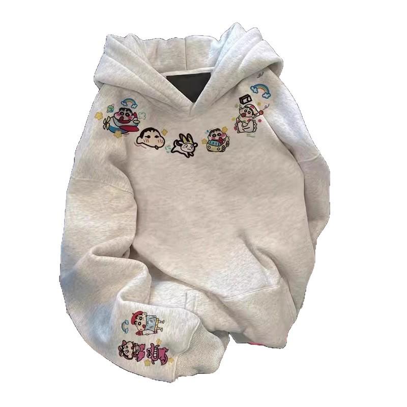 Herren Crayon Shin-chan Dunkelblauer Fleece-gefütterter Hoodie – Herbst/Winter Lässiges und Vielseitiges Oberteil für Teenager