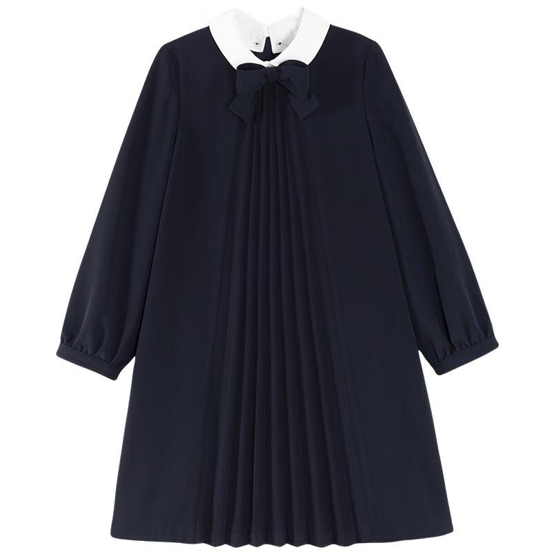 Hacikis Girls  Navy Blue College Style Pleated Princess Dress 140