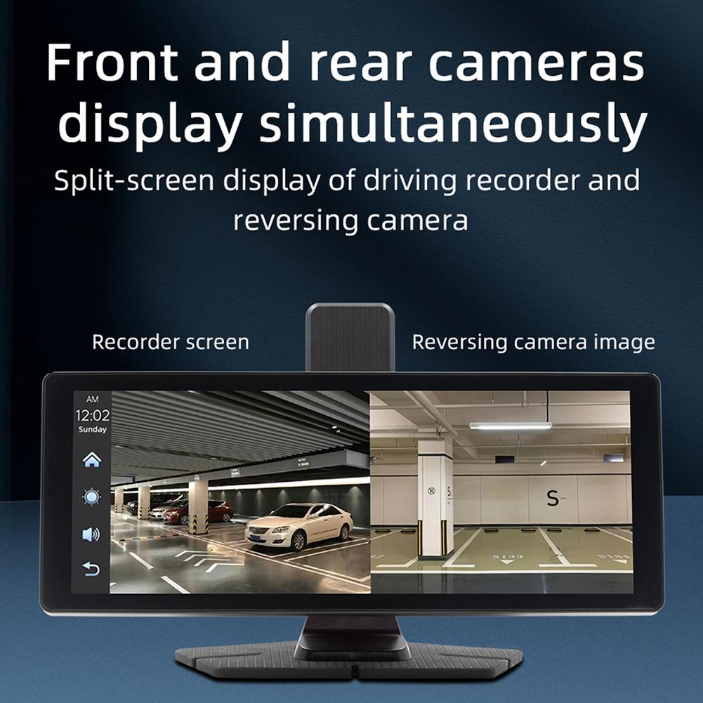 10.26 Inch Wireless CarPlay Monitor IPS Screen Android Auto Touch Screen WIFI FM BT 5.0 Rearview Dash Cam Multimedia Player AUX