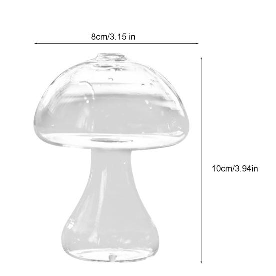 Glass Mushroom Vase Clear Small Bud Flower Vase Cute Mushroom Propagation Stations for Home Room Kitchen Office Windowsill Decoration