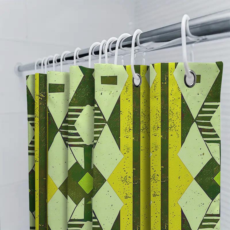 Green Geometric Shower Curtain Unique Bath Decor for Your Home