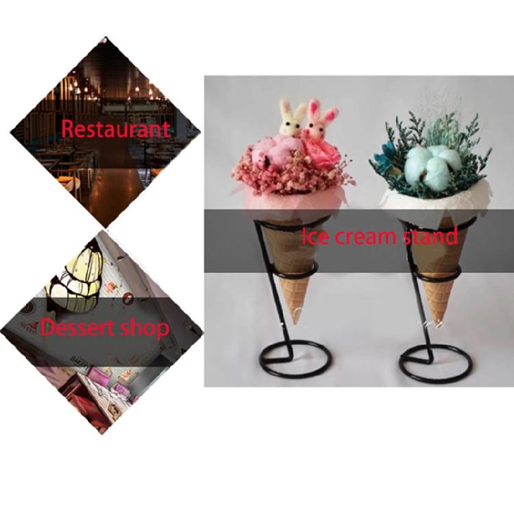 Black Iron Ice Cream Holder Cupcake Cones Stand Ice Cream Cone Support Bracket Simple Storage Rack Easy To Clean