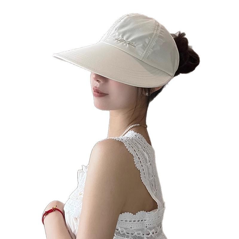 New Arrival Enlarged Brim Sun Hat for Women Outdoor Sun Protection Hat Quick-drying Peaked Cap Empty Top Sun Hat Can Be Tied Into A Ponytail