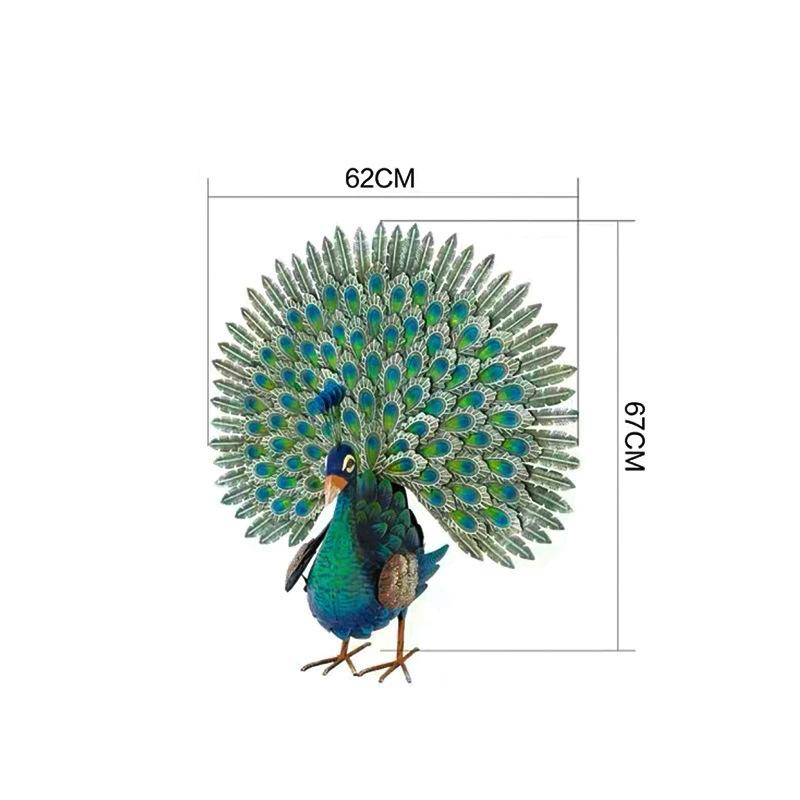 Modern Garden Decoration Peacock Statue Home Decor Metal Bird Sculpture Garden Home Accessories Large Simulation Animal Figurine