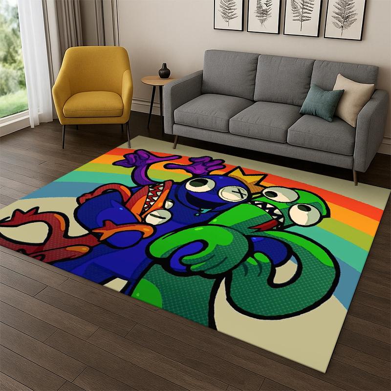 

3D R-Rainbows Friends Cartoon Game Carpet Rug for Bedroom Living Room Sofa Playroom Doormat Home Decor,Kid Area Rug Non-slip 40x60cm