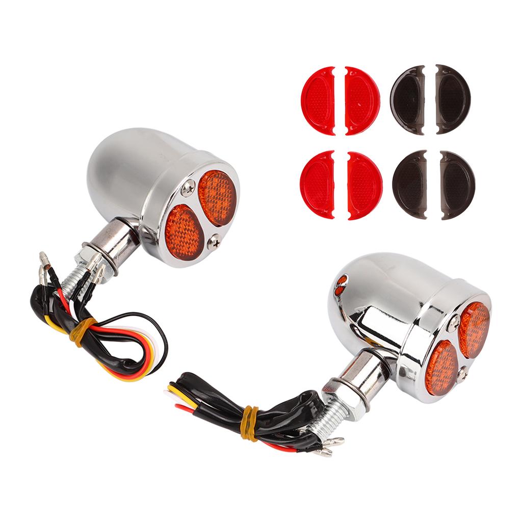 1 Pair Motorcycle LED Turn Signal Light Dual Color Indicator Blinker 12V for Motorbike