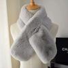 Winter Thicken Rabbit Fur Collar Scarf Women Keep Warm Fur Cross Winter Scarf Autumn Winter Fake Fur Plush Neck Cross Scarf