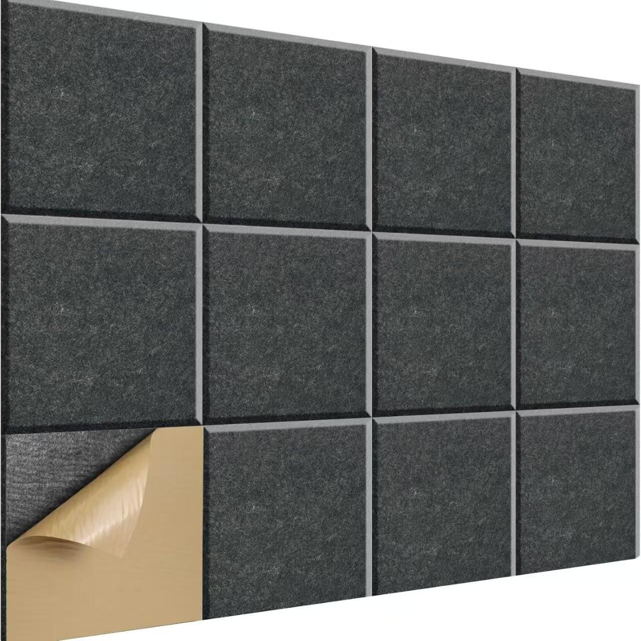 

12 Pack Polyester Felt Acoustic Panels Soundproof Wall Decor Noise Absorption Panels for Home Studio Office темно-сірий колір