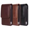 Solid Color Dual Pouch Design Waist Bag Vertical Leather Belt Clip Dual Pouch  Smartphone Case