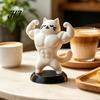 Unique Birthday Present 3D Printed Muscle Cat Figurine, Funny Strong Animal Desk Ornament for Creative Home Decor Office, Sculpture with Base,