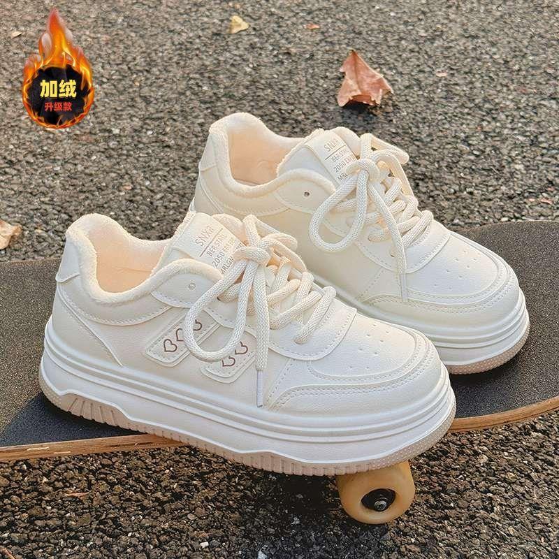 

Winter velvet women s shoes little white shoes new thick-soled heightening shoes with wide-leg pants versatile shoes 40