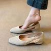Super Soft Sheepskin~ Cool Single Shoes Women's Square Head Hollow Hole Shoes Retro Shallow Mouth Hollow Breathable Mary Jane Shoes