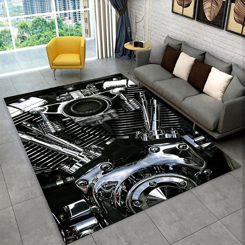 Tappeto Antiscivolo Area Retro H-Harleys Racing Moto per Soggiorno, Camera da Letto, Sala Giochi, Tappeto Morbido Pavimento Tappeto Decorazione Casa Stanza Bambini