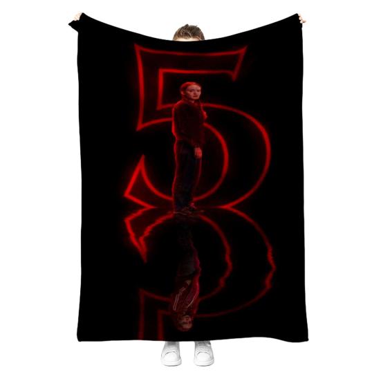 Stranger 5 Throw Blanket Soft Cozy Flannel Wrap Blanket Machine Washable Sofa Throw Blanket for Adults Kids Fans Bed Couch