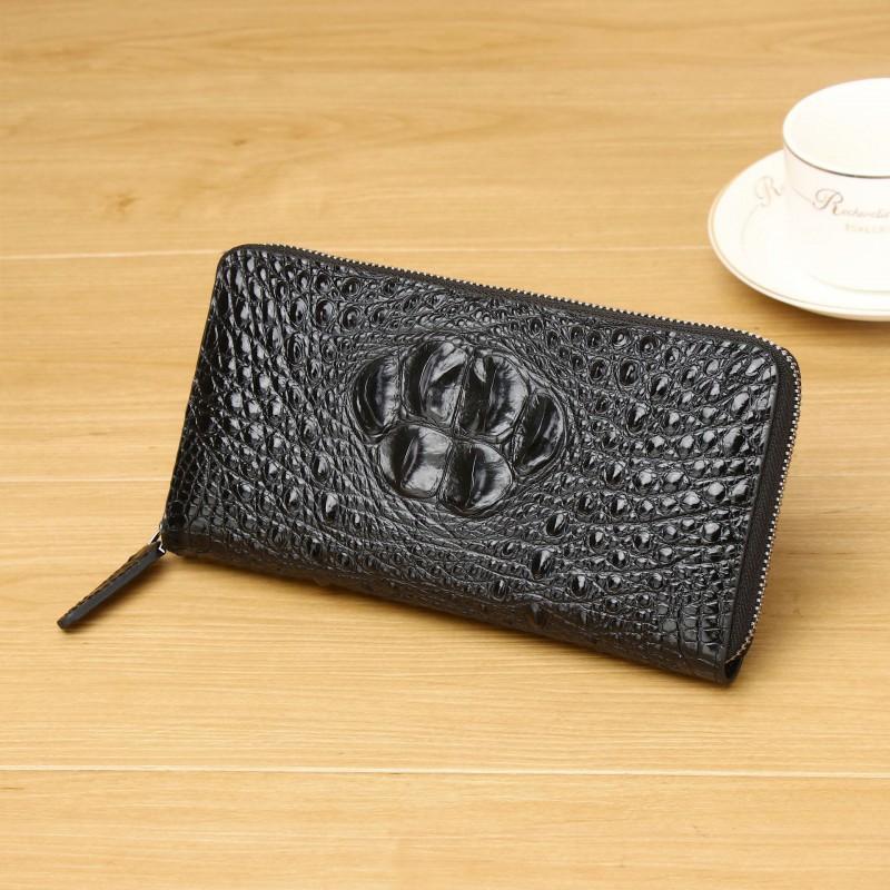 New Men's Crocodile Pattern Handbag High End Large Capacity Fashion Wallet Multi Card Mobile Bag Trendy