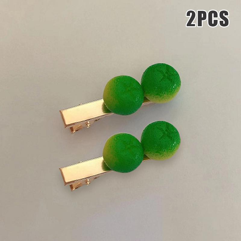 2Pcs Creative Fun Half-Peeled Orange Hairpin Cute Girl Side Clip Japanese Fruit Word Clip Duckbill Clip Net Red Hair Accessories