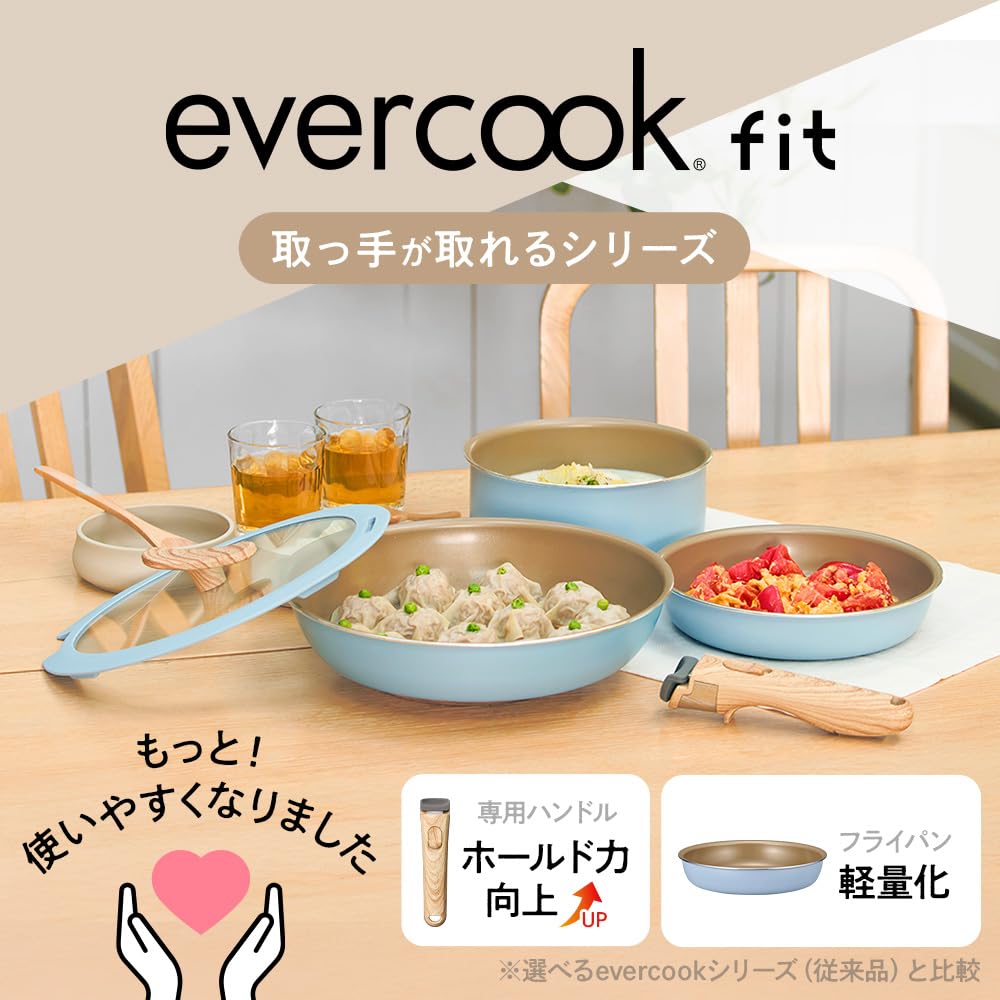 Evercook Fit Ei IH und Gasherd Smoky von Doshisha Rolle, Kompatibel, 500 Tage Garantie, PFOA-frei, PFOS-frei, Abnehmbar, Blau,