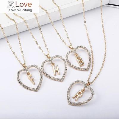 Fashion Tiny Heart Dainty Initial Rhinestones Letter A-Z Name Choker Necklace For Women Pendant Jewelry Accessories Gift