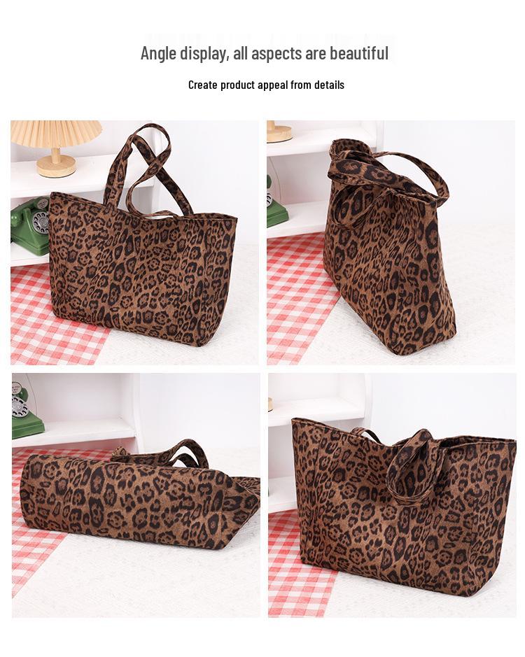 Leopard Print Large Capacity Tote Bag - Versatile Autumn/Winter Shoulder & Commuter Handbag