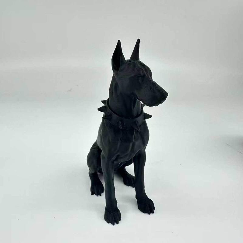 Lifelike Sitting Doberman Pinscher Figurine Exquisite Cool Dog Statue for Car Dashboard Desk Bookshelf Home Decor Holiday Gift