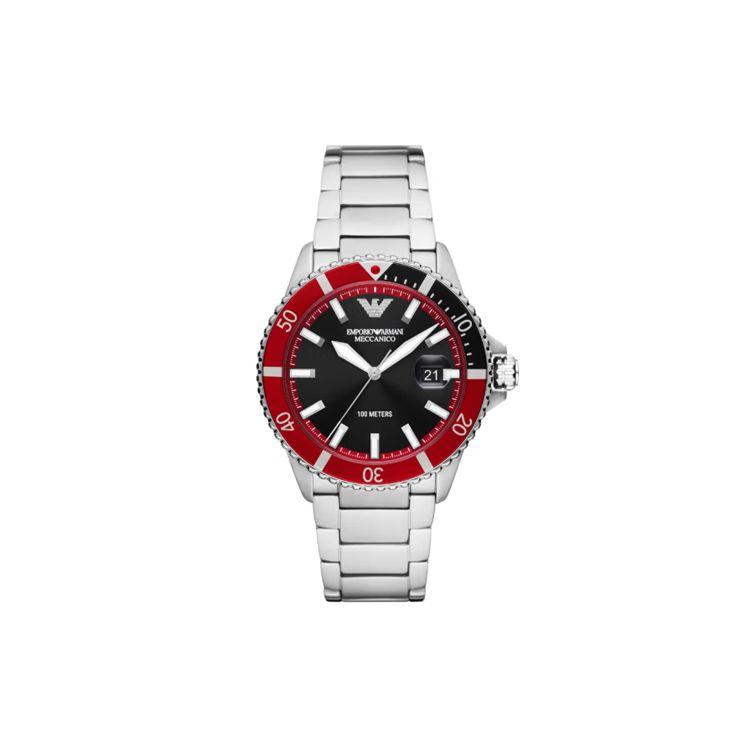 Emporio Armani Watch Automatic Mechanical Movement Stainless Steel Strap 42Mm Black Dial Men watches Silver AR60074