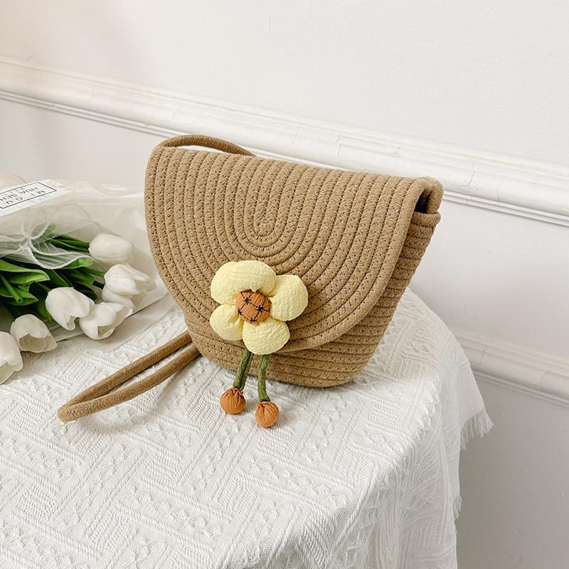 Chic Colorblock Woven Floral Shoulder Bag Ideal For Daily Casual Summer Outfits