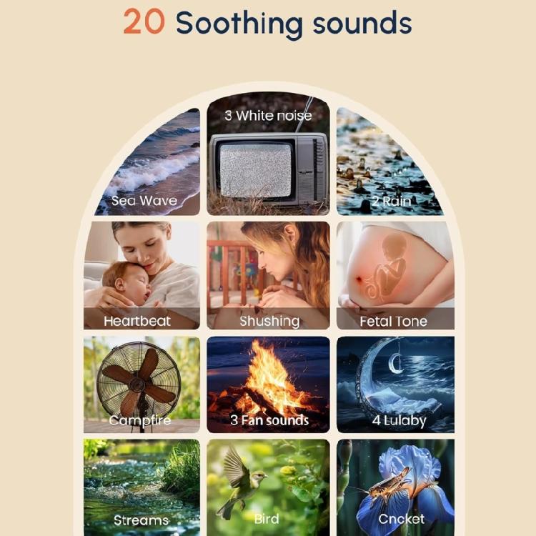 Travel Friendly Sleep Therapy Device 26 Soothings Sounds Adjustable Night Lights Compact White Noises Machine For Age