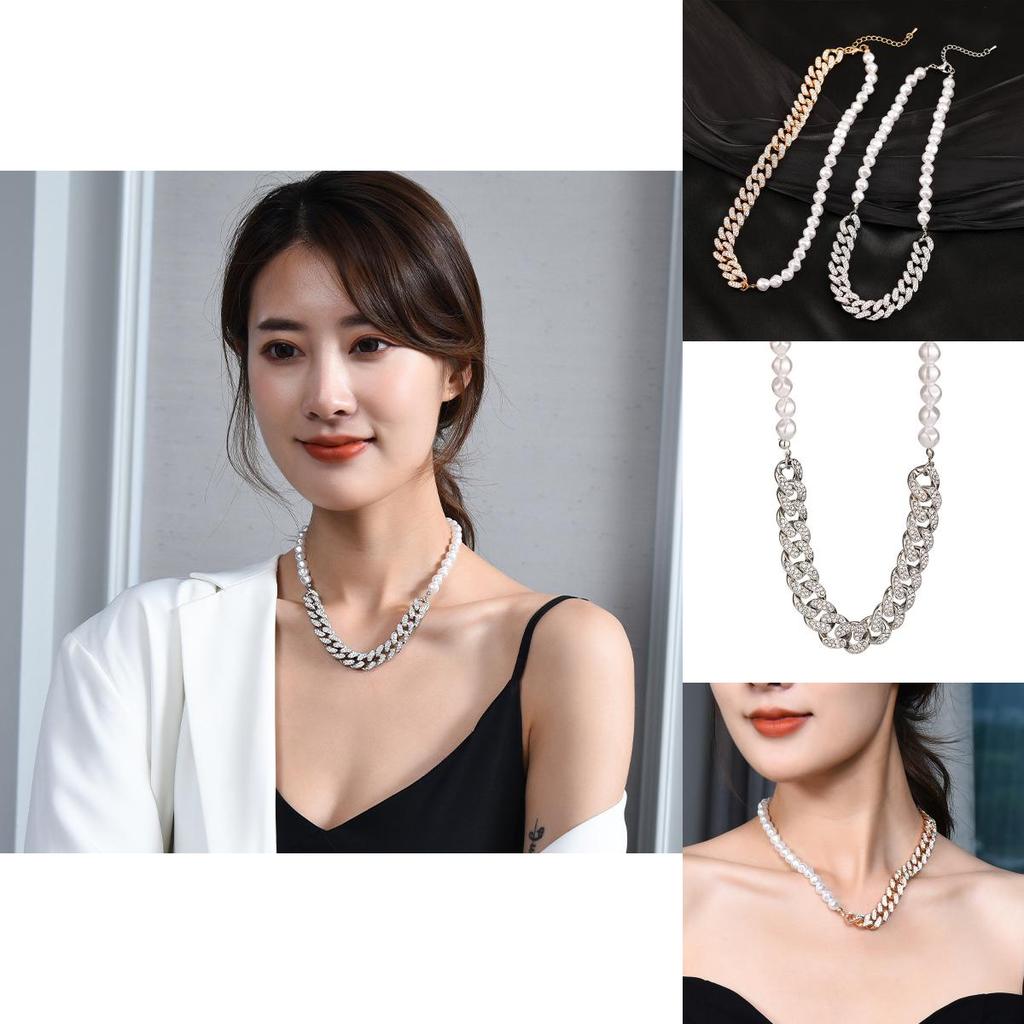 Unique Pearl Short Necklace For Women With Dazzling Rhinestones For Fashionable Style