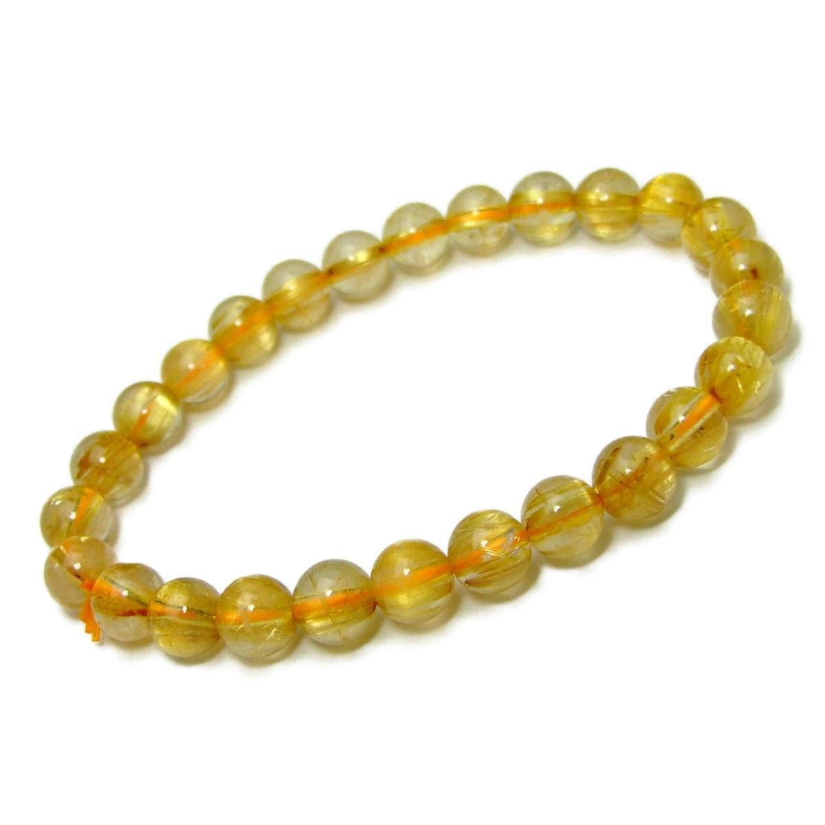 

53907 7mm AAAA titanium rutilated quartz needle crystal bracelet inner diameter 17cm with pouch Brazilian natural stone power stone [hinryo]
