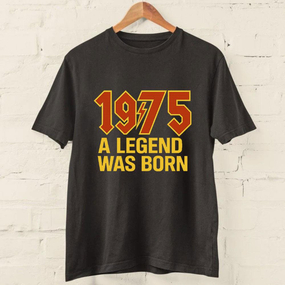 50th Birthday T Shirt 2025 1975 A Legend Was Born Retro Heavy Metal Rock Music Style Fiftieth Gifts for Him Personality Tops