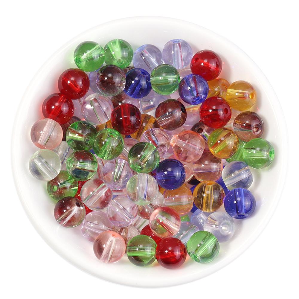 50pcs 8mm Glass Round Beads Colorful Transparent Loose Spacer Beads For Jewelry Making DIY Crafts Bracelets Necklace Accessories