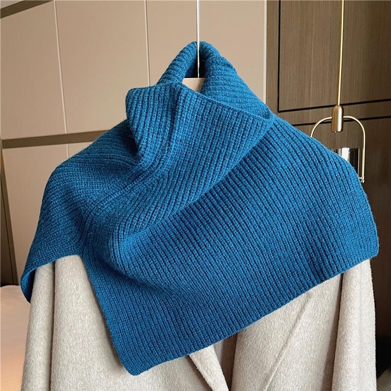 Scarf women's winter new fashion outer pullover scarf women's solid color Korean versatile neck cover wool knitted shawl