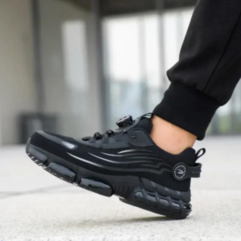 Fashion 2025 New Men's Rotating Button Work Safety Shoes Male Steel Toe Shoe Breathable Lightweight Sneakers Protective Men Boots Tenis