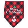 Red Green Grid Dog Saliva Towel Santa Claus Pet Triangle Scarf Triangle Bandana  Home Decor