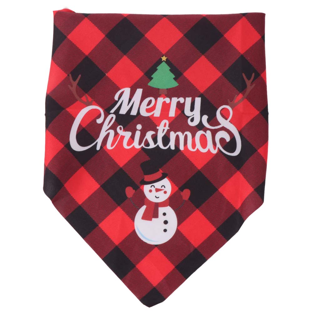 Red Green Grid Dog Saliva Towel Santa Claus Pet Triangle Scarf Triangle Bandana Home Decor