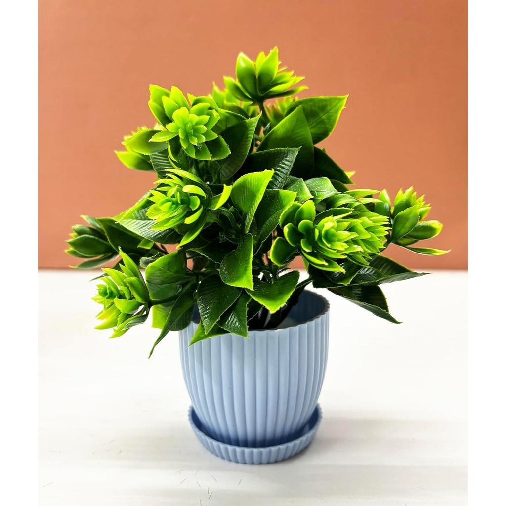 Plastic 6 Packs Fake Plants Small, Mini Artificial Plants Indoor For Home Farmhouse Bathroom Shelf Décor (Multi, Height : 17Cm)