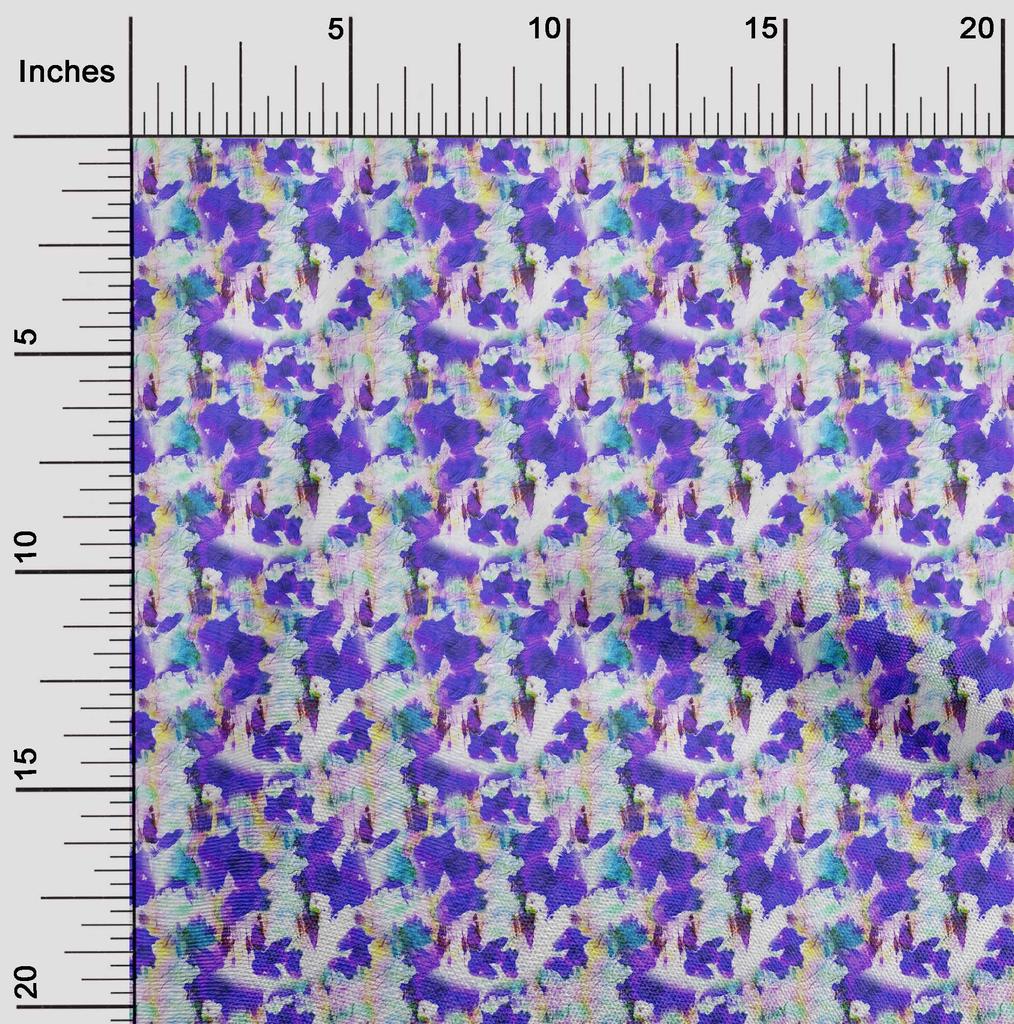 oneOone Cotton Poplin Blue Fabric Abstract Floral Dress Material Fabric Print Fabric By The Yard 42 Inch