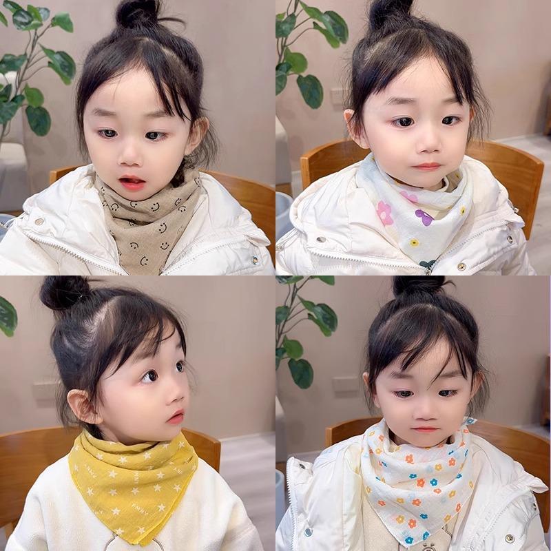 Baby Boys Girls Cartoon Printed Scarf Autumn Winter Soft Square Shawl Cute Infant Breathable Neck Wrap Keep Warm Scarf
