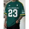 Herren Street Style Akademisches Locker geschnittenes Rundhals-T-Shirt, Schwarz Basketballtrikot inspiriert Digitaldruck Nein. 23 Flamme mit Los Angeles Design