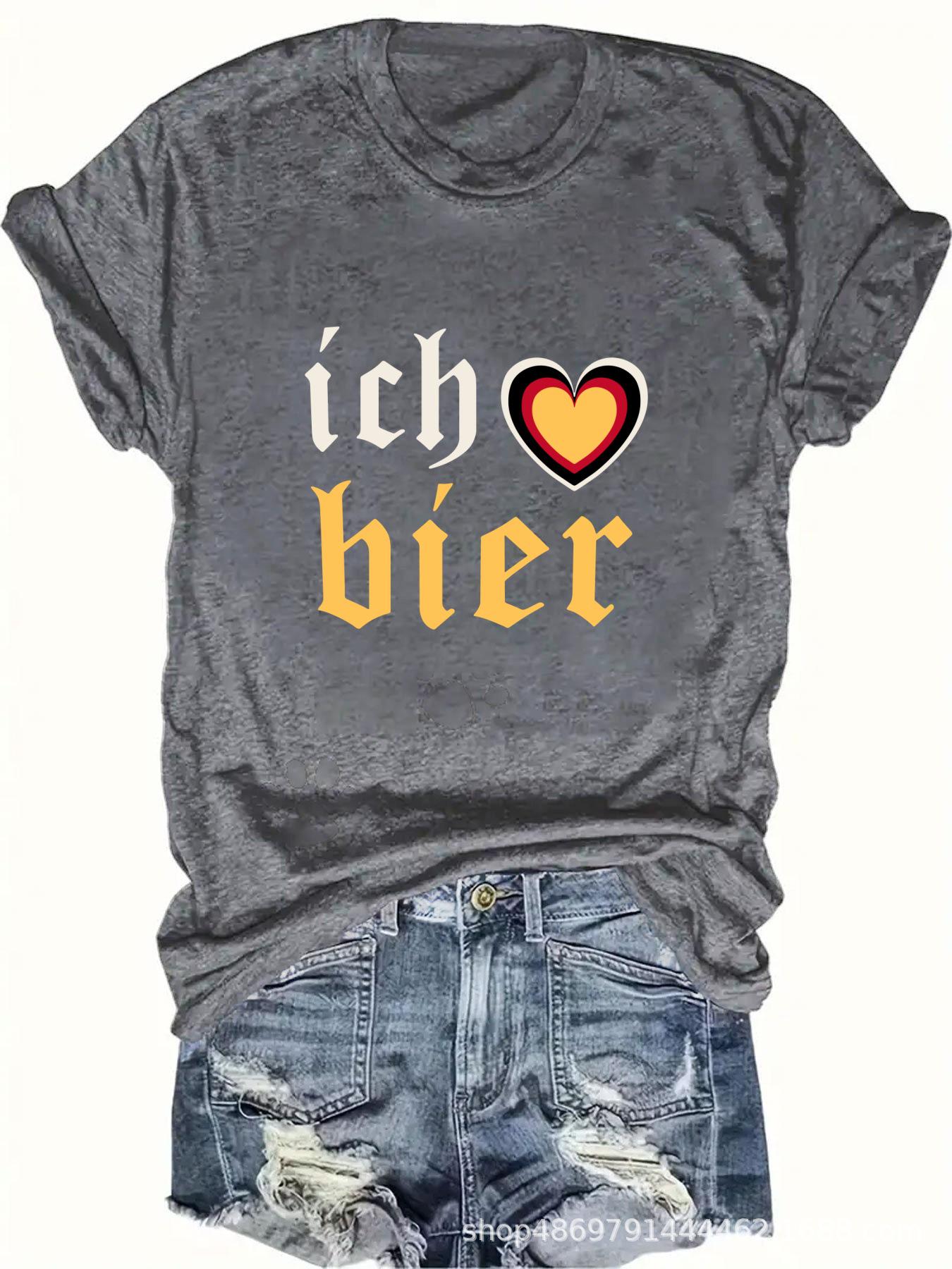 

Women s Cross-Border Round Neck Fashion T-Shirt Extra Large темно-серого