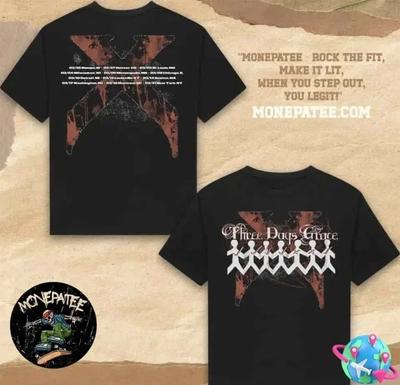 ¡NUEVO!! Camiseta de doble cara estilo vintage de la gira de Three Days Grace 2025