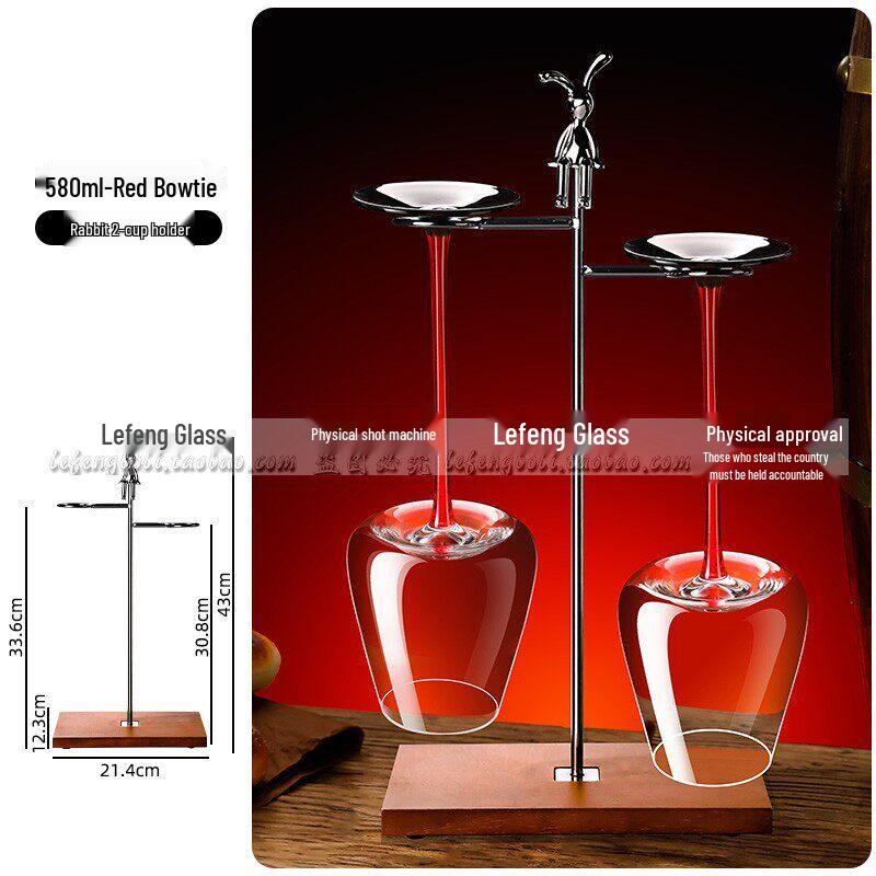 ZISIZ Red Bow Tie Burgundy Crystal Wine Glass