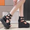 Keilabsatz Sandalen Dicke Sohle Mode Höhensteigerung Kreuzriemen Fischmaul Damenschuhe Freizeit Sandalen
