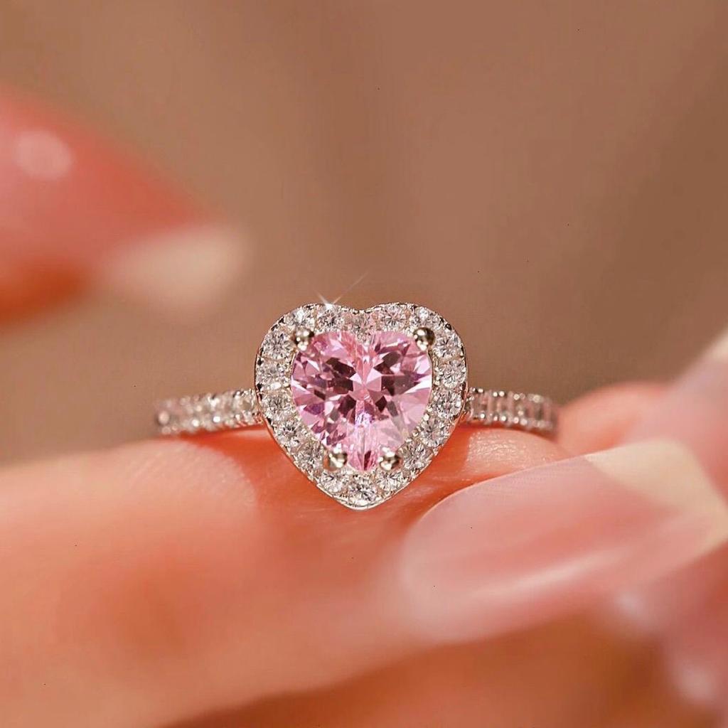 925 Silve Heart Gorgeous Shiny Zircon Stone Ring For Women Engagement Wedding Luxury High Quality Fine Jewelry
