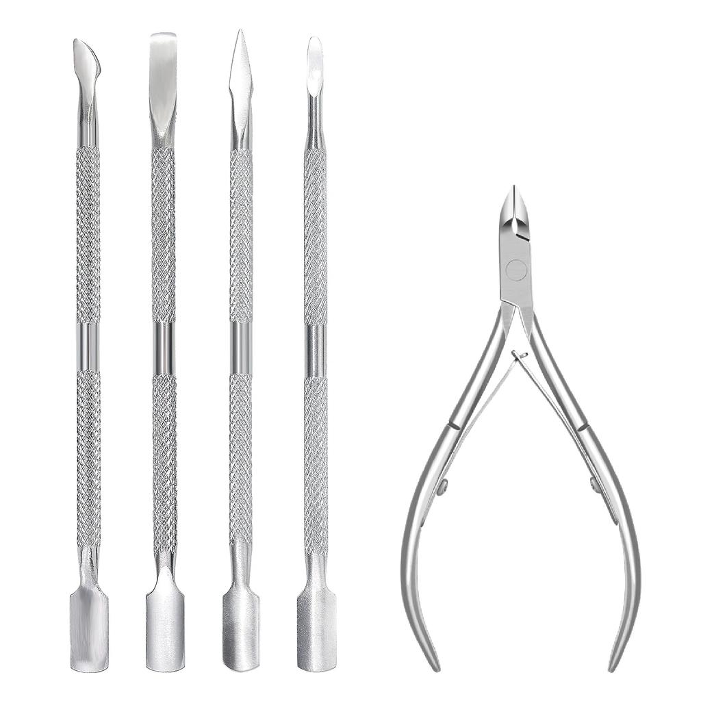 1/4/5/7Pc Professional Stainless Steel Nail Care Tools Double Head Cuticle Pusher Cuticle Nipper Nail Cuticle Remover Accessorie